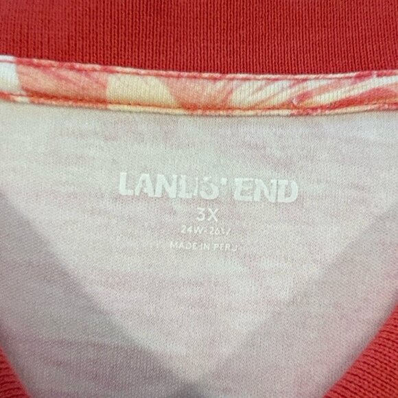 Lands’ End Coral Tropical Botanical Polo Top Womens Sz 3X Casual‎ Summer - Picture 6 of 8